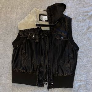 Dark Brown Faux Leather Vest